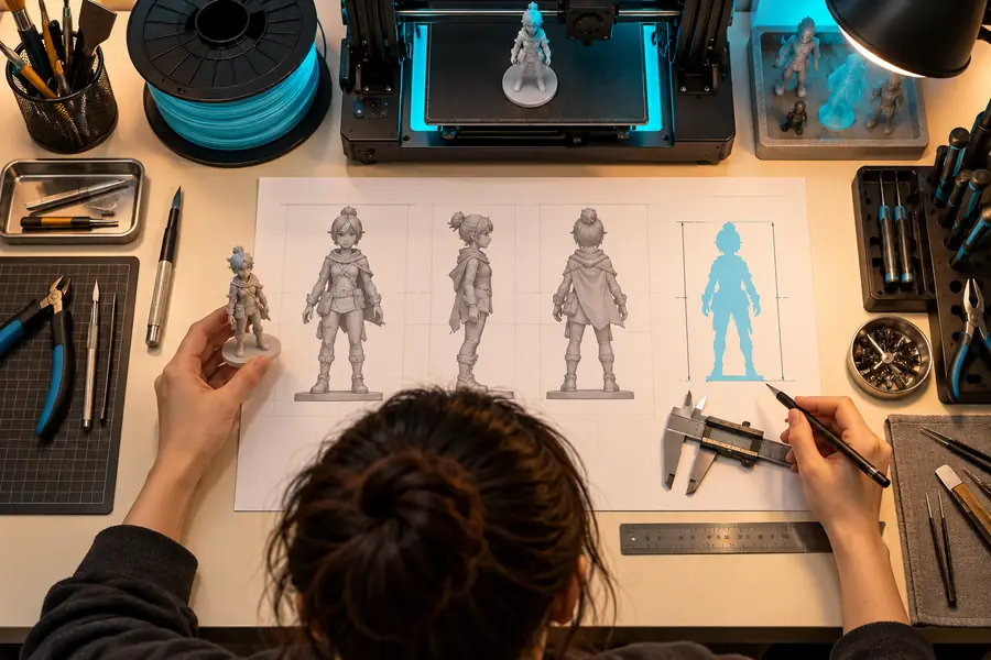 2D reference used for a 3D printing workflow